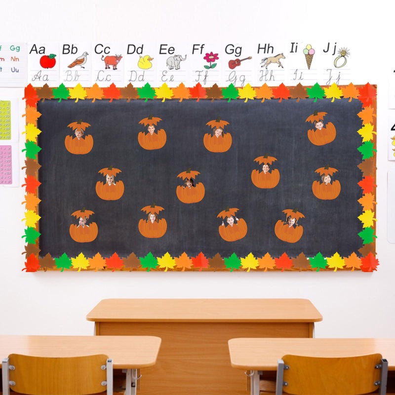 FOBSME 72 Sets Fall Pumpkin Cutouts Paper Pumpkin Cut-Outs Autumn Pumpkins Die-Cuts Thanksgiving Bulletin Board Decoration with Glue Points for DIY Crafts Classroom School Autumn Harvest Party Decor - Image 5